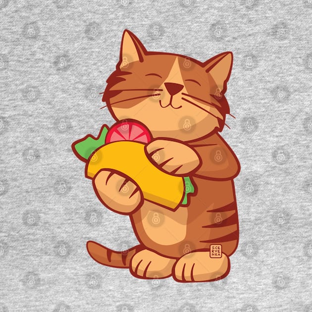 Cat with Taco by Sue Cervenka